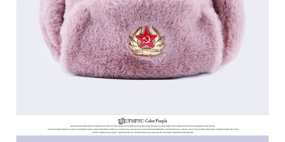 Soviet Badge Ushanka Russian Men Women Winter Hats Faux Rabbit Fur Army Military Bomber Hat Cossack Trapper Earflap Snow Ski Cap