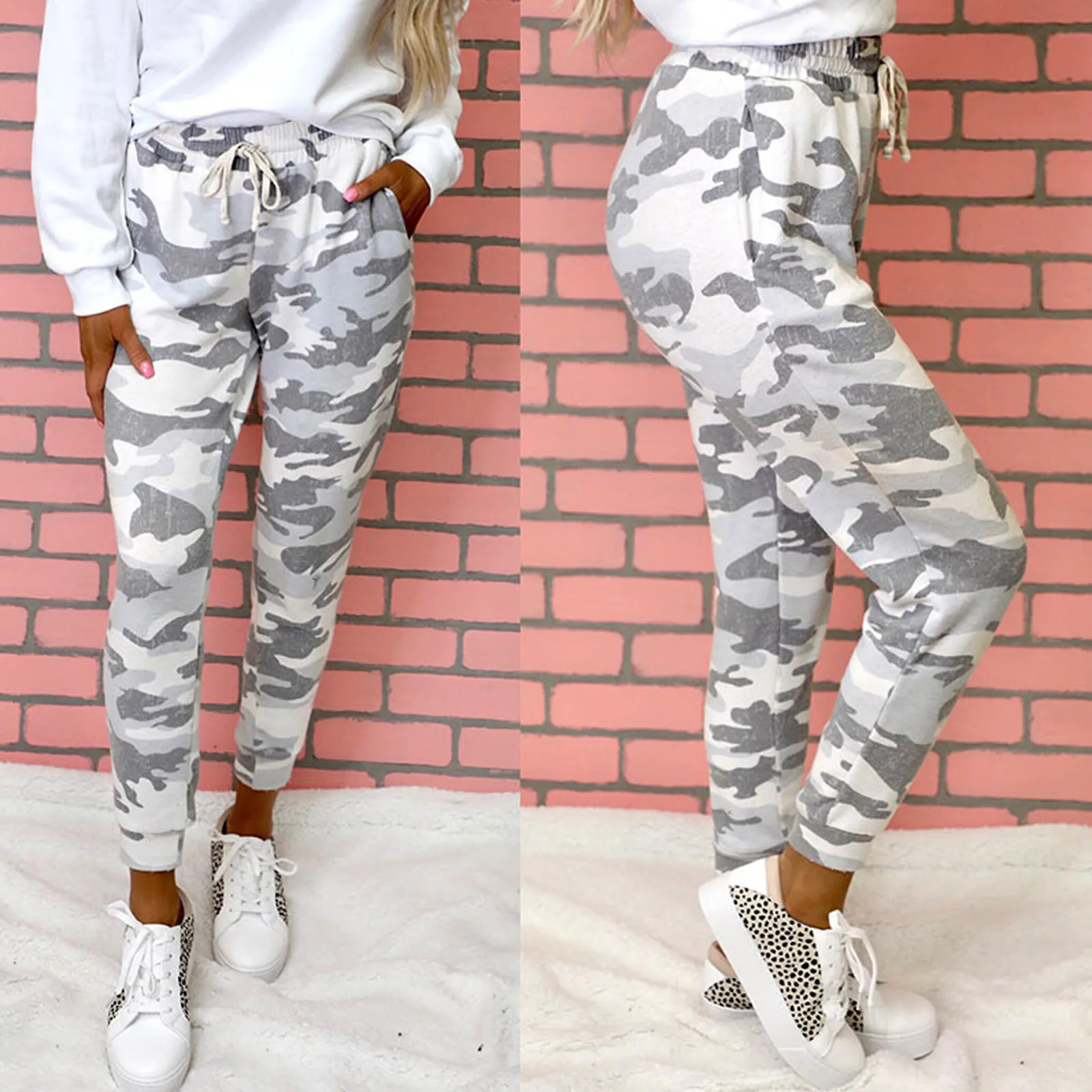 

England Style Women Summer Solid Color Pencil Pants Bandage Design Pockets Decor High Waist Slim Hips Trousers for Streetwear