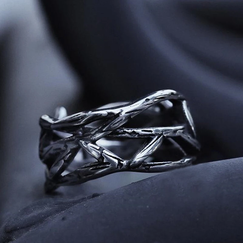 

Fashion Trendy Creative Retro Punk Olive Branch Cross Hollow Rings Men's Domineering Popular Hip Hop Party Accessories Jewelry