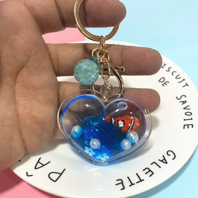 Брелок для ключей в форме сердца плавающий брелок с плавающим единорогом - купить