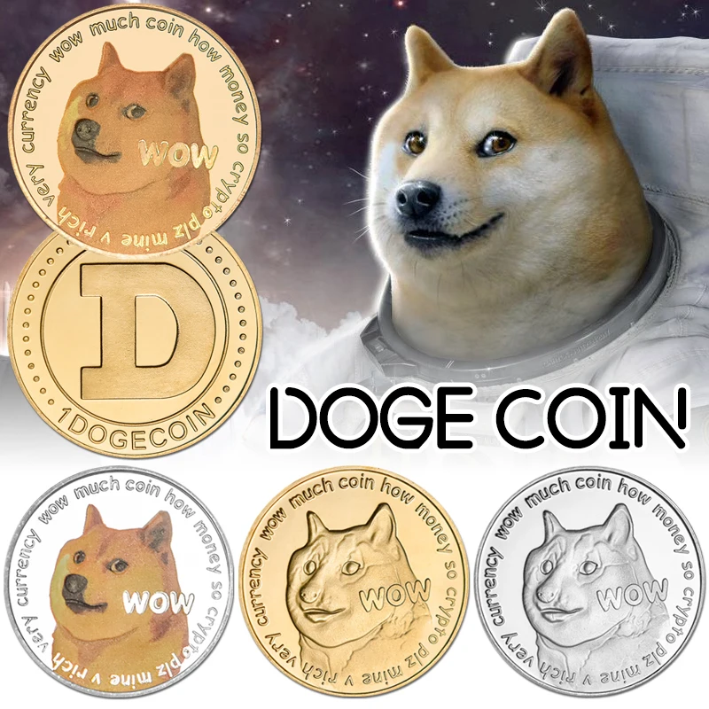 Позолоченные посеребренные памятные монеты Dogecoin с милым рисунком собаки