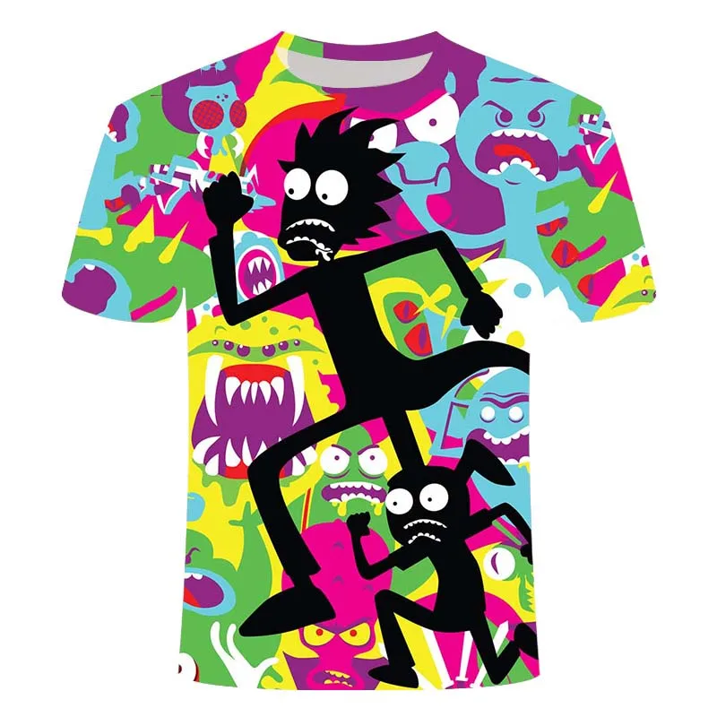 

Summer men's new 3D printing O-neck short-sleeved T-shirt fashion boy trendy style funny cartoon pattern large size