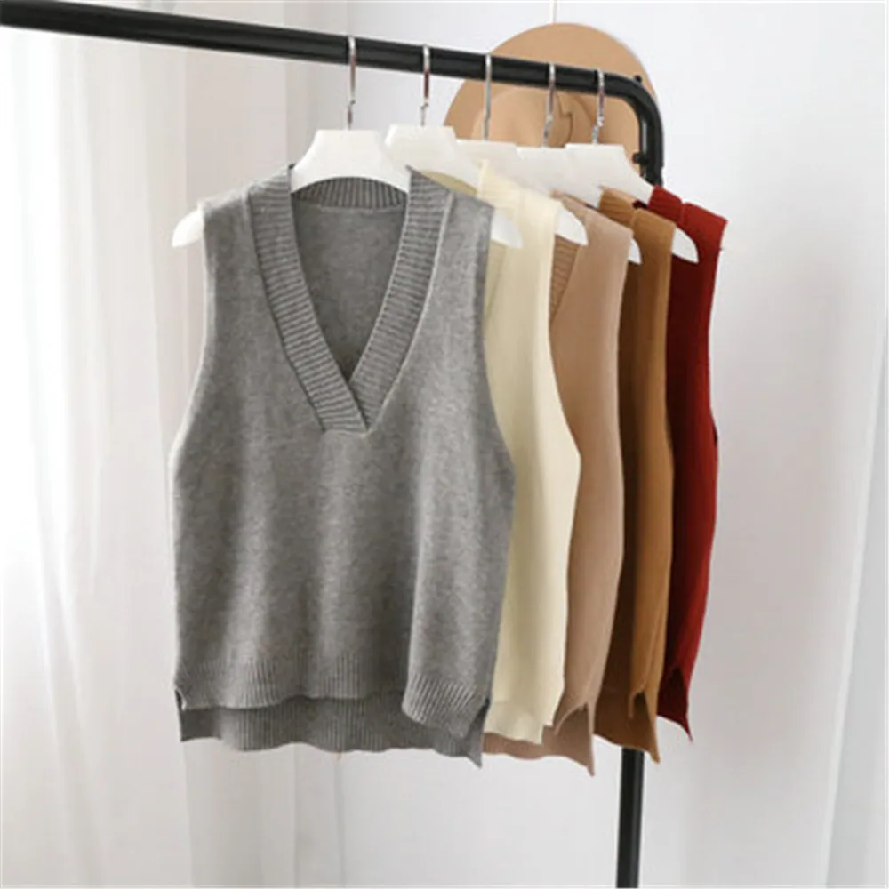 

Women's Wool Knitted Cardigan, Sleeveless Sweater, V-neck, Long Sections, Spring-fall