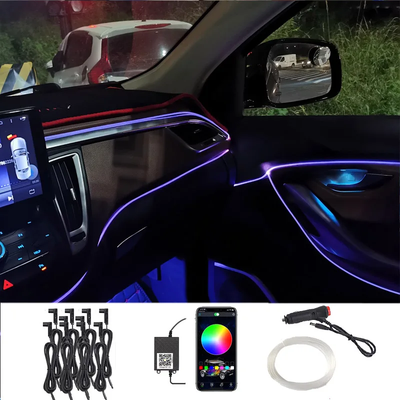 

RGB Universal Strip Atmosphere Lamp Touch LED Interior Decor Fiber Optical Strip Light by App Control Decorative Atmosphere Lam