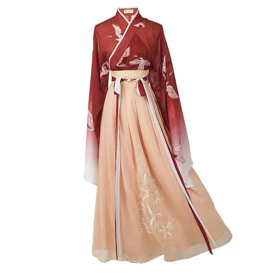 Женская одежда Hanfu по низкой цене женское платье с перекрестной горловиной и