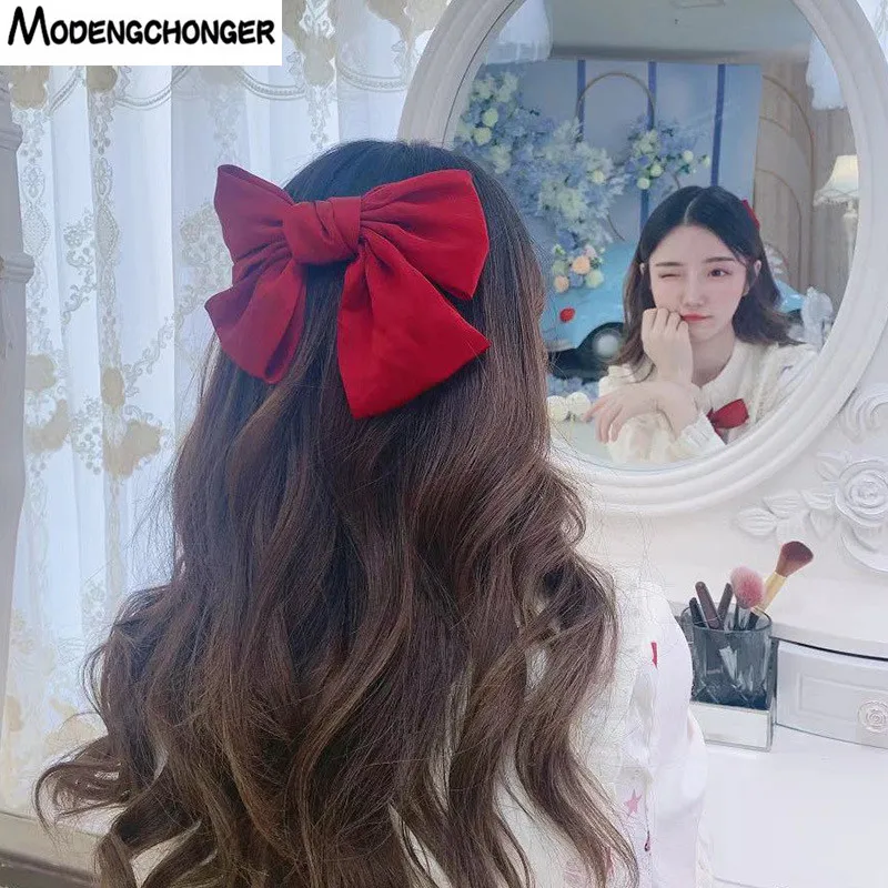 

Fashion Large Bowknot Hair Clips Girls' Satin Bow Barrette Hairpins DIY Sweet Big Hairgrips Woman Headwear Hair Accessories New