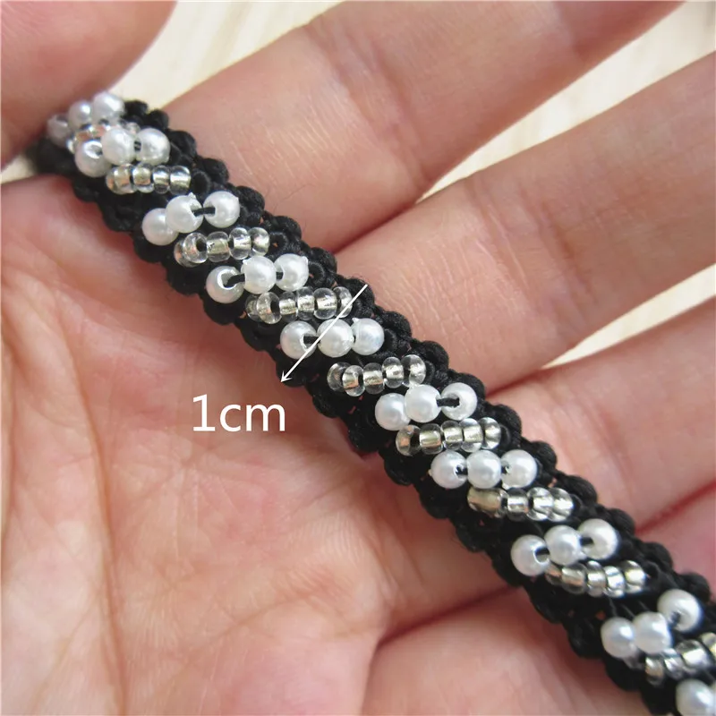 100 см черная винтажная жемчужная вышитая бисером вязаная кружевная отделка Лента