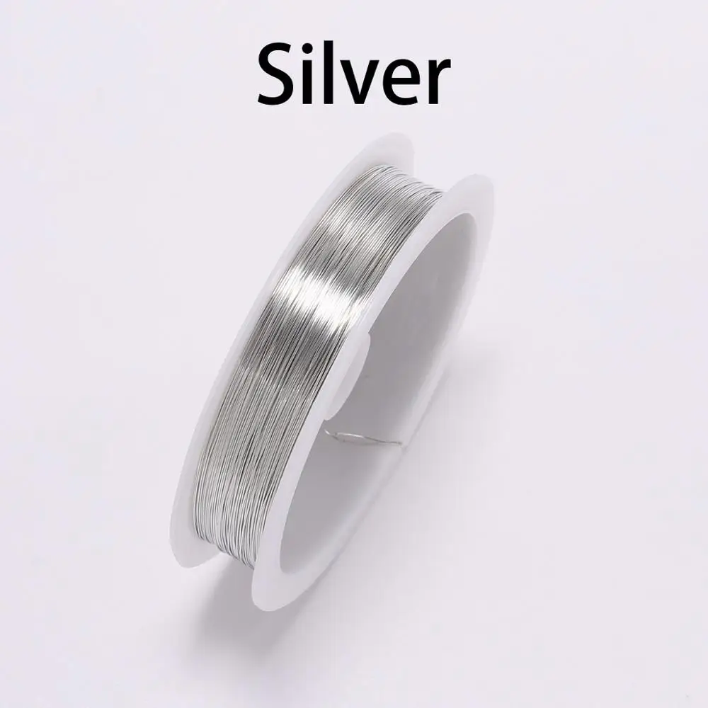 Silver 1 рулон 0,3 0,4 проволока диаметр рулона Серебряный Золотой синий провод Бисероплетение Шнур фурнитура поделки из бисера проволока для рукоделия ювелирных изделий - Цвет: Silver