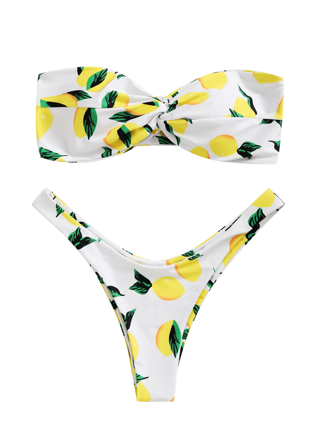 Купальник бандо с принтом лимона бикини высокой талией пуш ап|Купальники| |