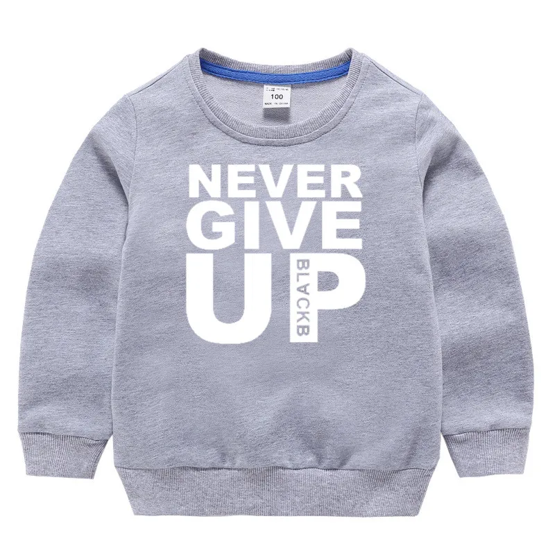 Детские хлопковые толстовки с капюшоном принтом Never Give Up свитера для девочек