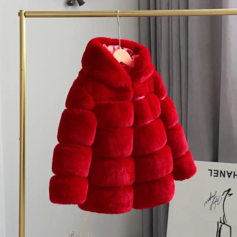 

Multi Color 2-10 Years Kid Girls Faux Fur Coat Clothing Winter Children's Cotton-Padded Coat Imitation Rabbit Fur Jacket Girls
