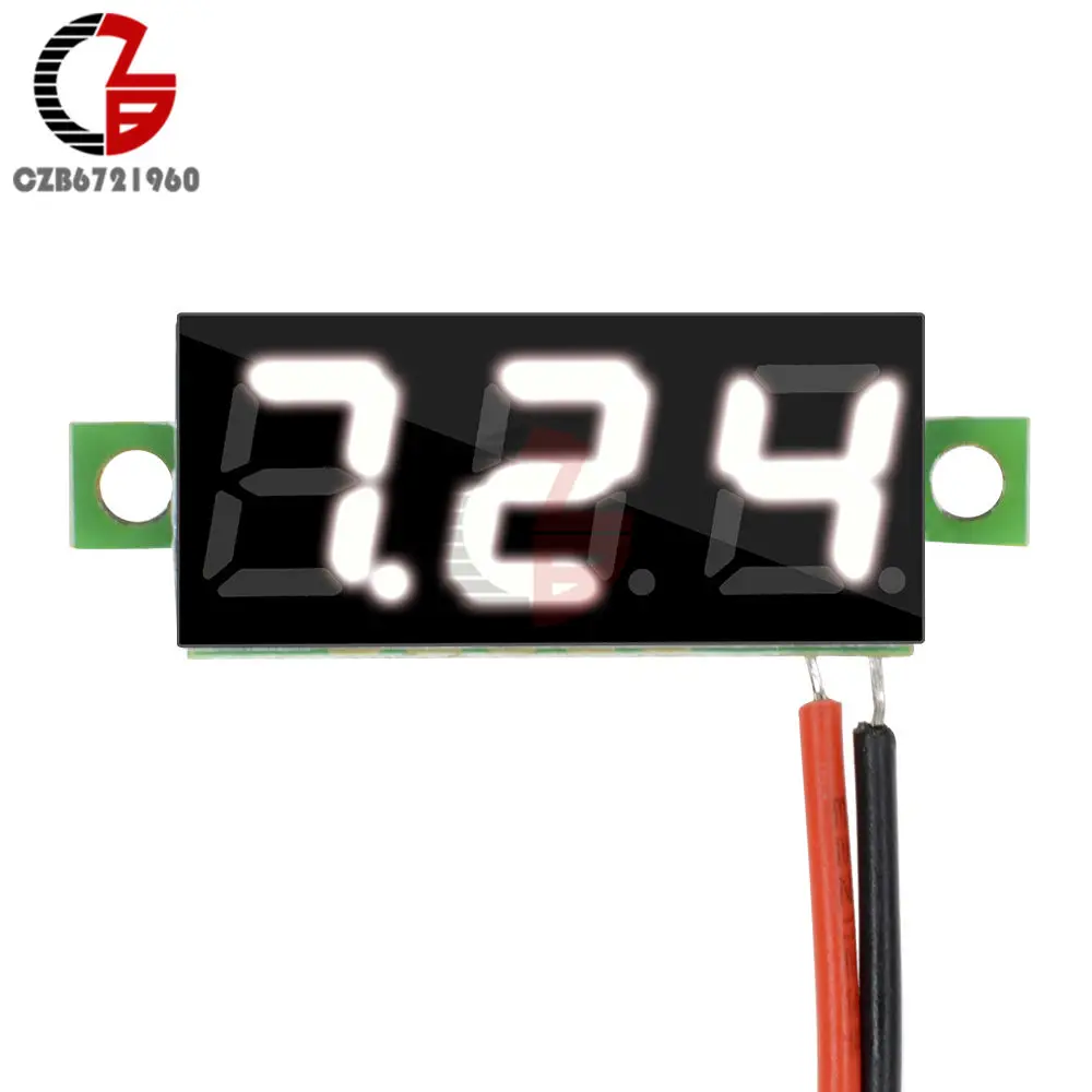 DC 0 V-100 V 0,28 дюймов светодиодный цифровой вольтметр измеритель напряжения детектор напряжения монитор тестер панель автомобиля 12V 24V красный зеленый синий желтый - Цвет: DC 2.5-30V White
