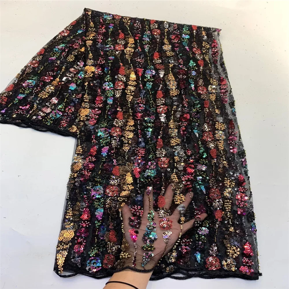 

New design glitter mesh african lace fabric 2020 High quality lace sequins French tulle lace fabric for party dress ZX225-316