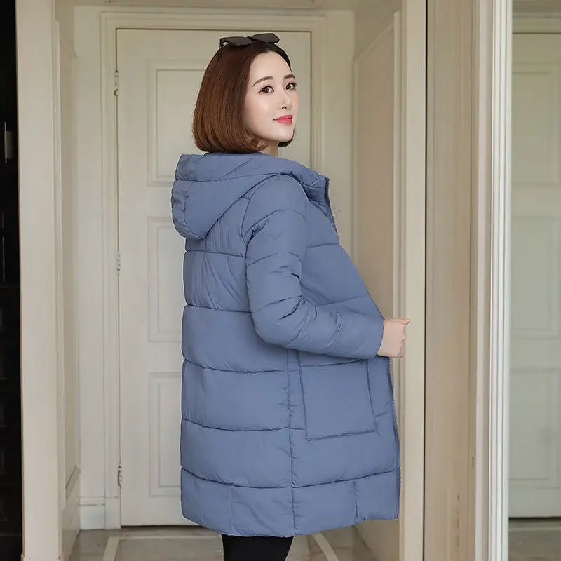 6XL стеганая зимняя пуховая Осенняя теплая куртка длинное женское пальто женские