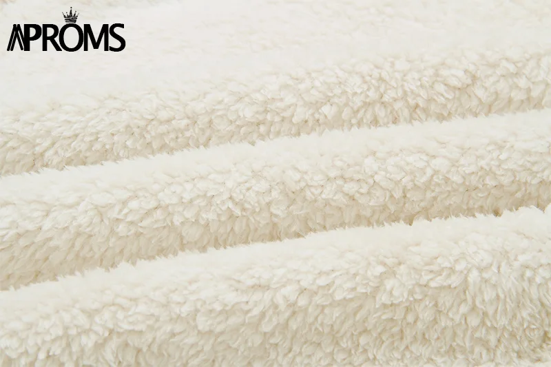 Aproms Soft Teddy Turtleneck Hoodies Women Casual Solid Zipper Sweatshirt Pullover Cool Girls Streetwear Warm Tracksuits Jumper