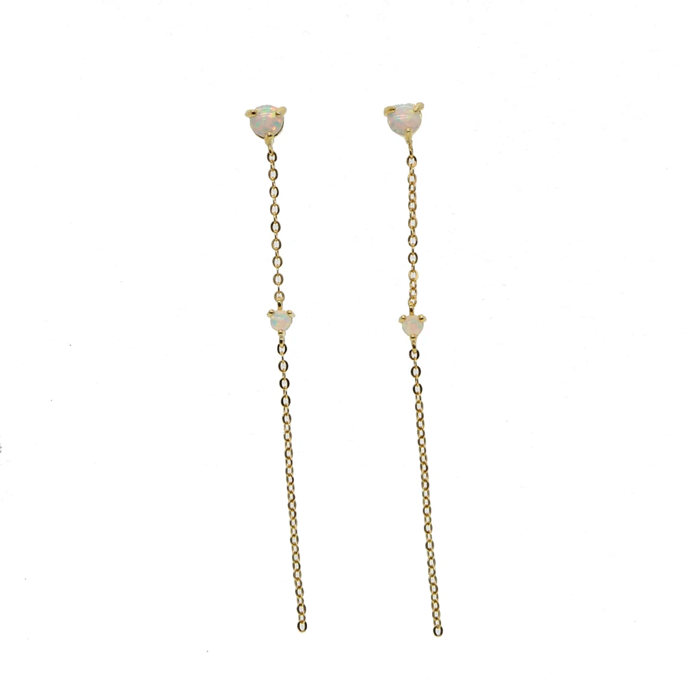 Женские серьги подвески из серебра 925 пробы с круглыми искусственными