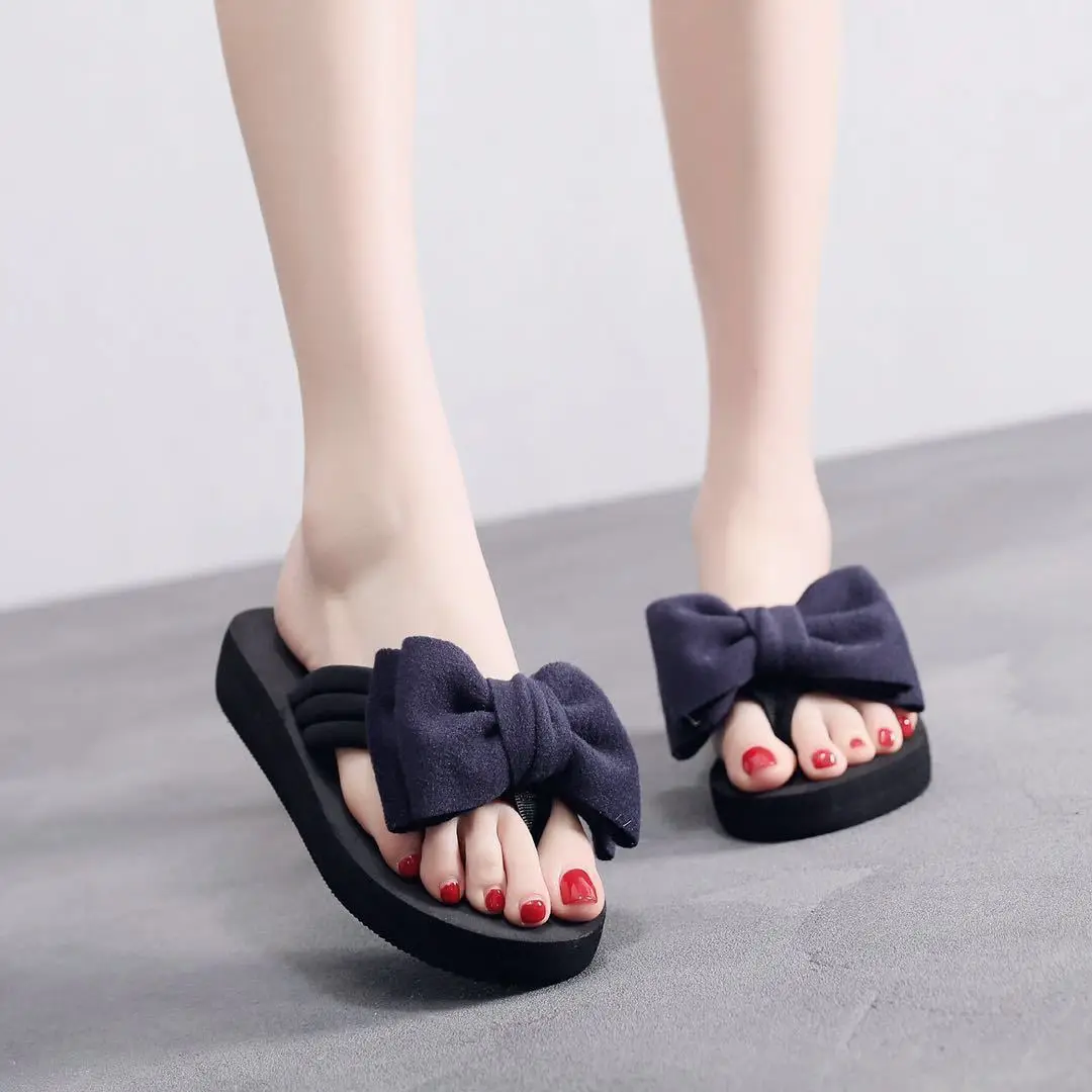 

Women's Bow Summer Slippers Indoor Outdoor Flip Flops Beach Shoes New Fashion Women's Casual Flower Slippers bulalay