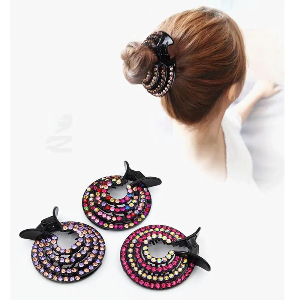 Женская заколка для волос в виде птичьего гнезда с цветными кристаллами |