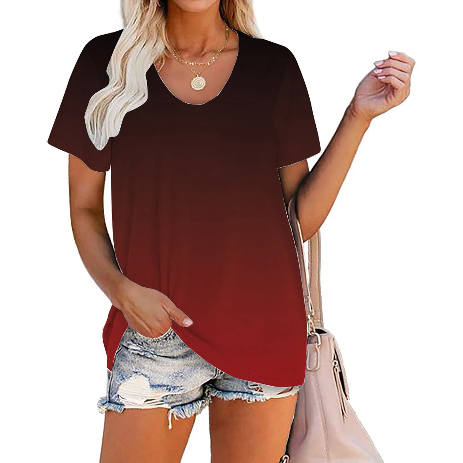 

2021 fashion clothing tie dye gradient short sleeve T-shirt