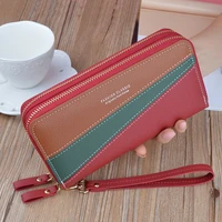 monnet cauthy new arrival long wallets large capacity multi card slot two zipper purse patchwork red black blue pretty wallets