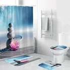 Пляжные из мультфильма Холодное сердце камень лотоса Baby Shower Шторы цветок коврики для ванной комнаты Набор Противоскользящие коврики для туалета крышка коврик шторы с крючками для ванной