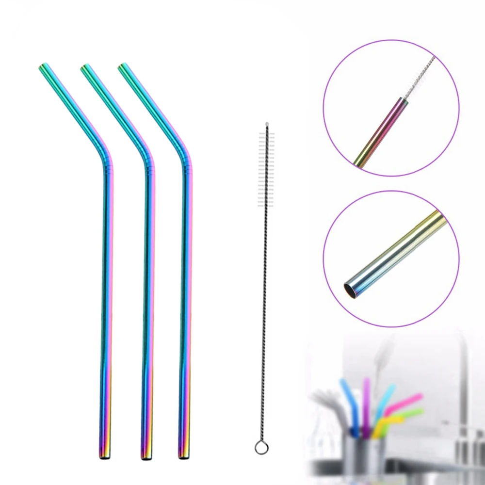 4 шт Resuable нержавеющая сталь питьевой соломинки дома Кухня Бар Пиво вода сок