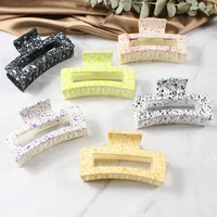 2021 new ins large geometric hollow square splash ink colorful plastic hair clip hair claw for women hair accessories hair clips