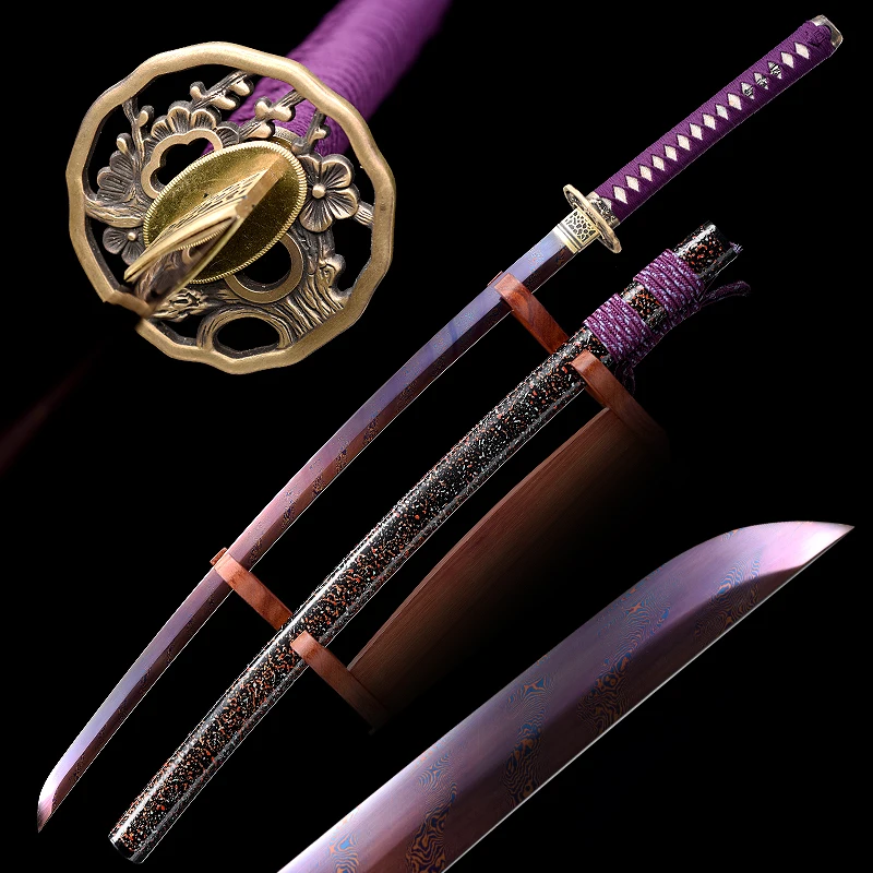 

Japanese Katanas Handmade Folding forging Damascus Steel Blue Blade Razor Sharp Real Swords Full Tang 41Inch Swords Home Decor