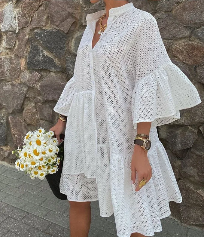 WEPBEL новинки для женщин Мини платье средней длины с расклешенными рукавами Сезон