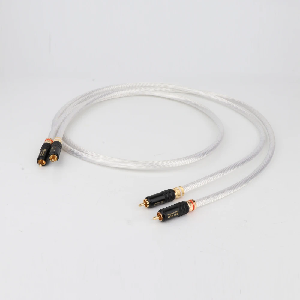

Hifi WBT-0144 Gold Plating Plug RCA Audio Cable, Dual 2RCA to 2RCA Male CD DVD Amplifier Interconnect RCA Cable