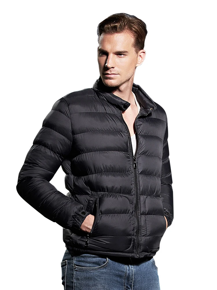 Men's winter coat in light and pure color winter coat warm European and American nylon cotton-padded jacket