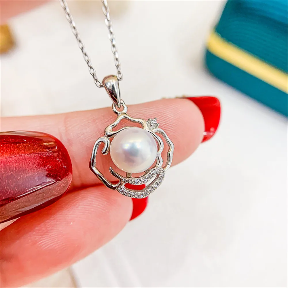 

Circle Pendant Hat Holder S925 Sterling Silver Pearl Pendant Settings Women DIY Handmade Jewelry Findings No Pearl No Chain