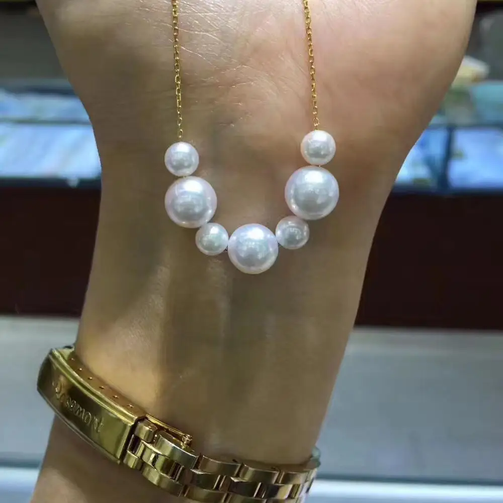 ?? 7-11ミリメートル南洋ラウンドホワイトパールネックレス18インチ18 18k