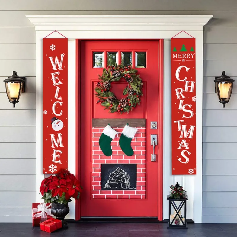 

Christmas Banner Christmas Hanging Sign For Welcome Merry Indoor Outdoor Door Display Decor Christmas Home Door Hanging Decor
