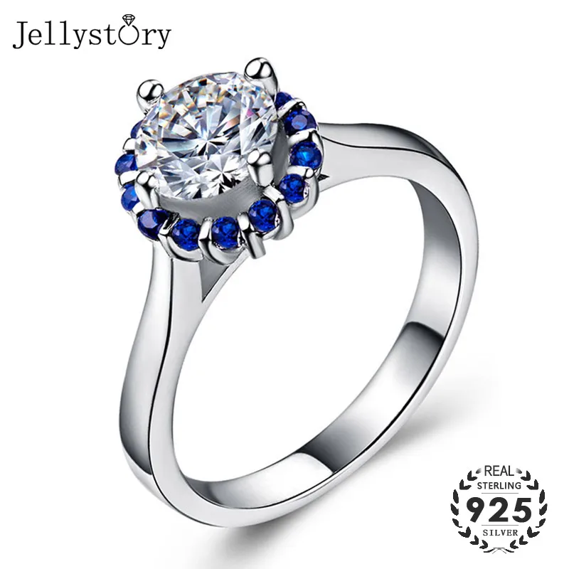 Jellystory Мода 925 серебряные ювелирные изделия кольцо с круглыми 7 мм циркон