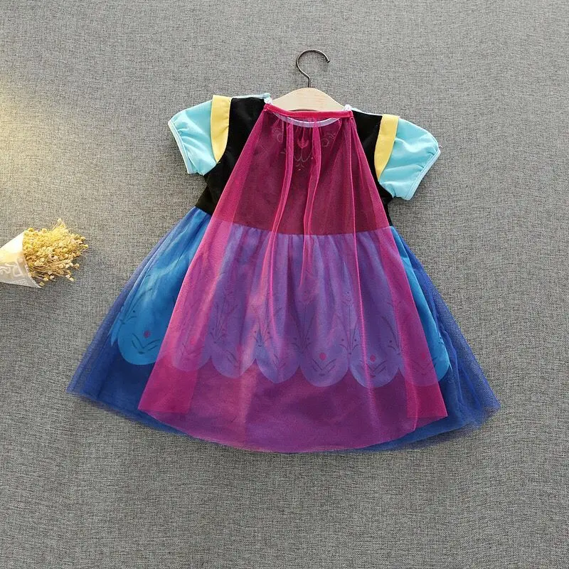 Платье для маленьких девочек с короткими рукавами в стиле Анны снежной белые