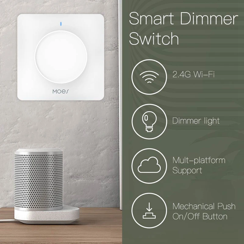 

WiFi Smart Rotary Light Dimmer Switch Brightness Memory Smart Life/Tuya APP Remote Control Works with Alexa Google EU