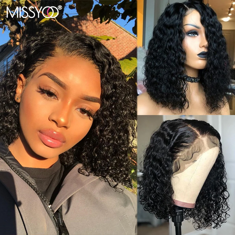 

Bob Brazilian Natural Color Human Hair Wigs 13*4 Lace Front Wigs Short Deep Curly Pre Plucked 4x4 Closure Wigs For Black Women