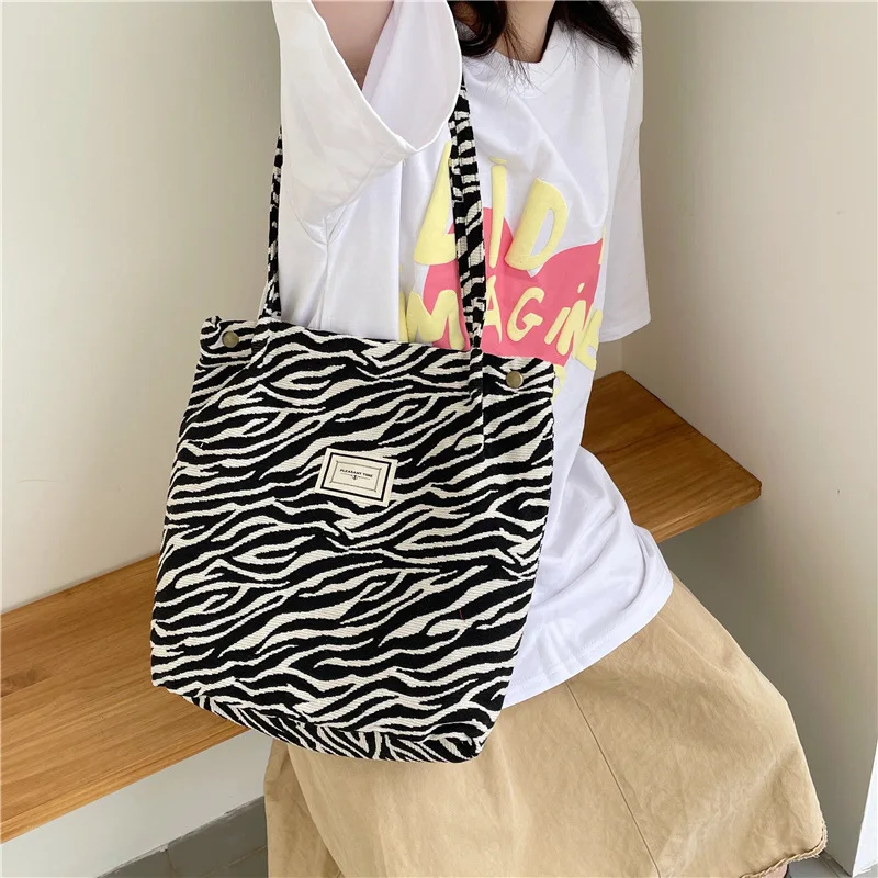 

Women's Big Shopper Bags Leopard Pattern Ladies Canvas Shoulder Underarm Bags Female Daily Large Capacity Tote Reusable Handbags