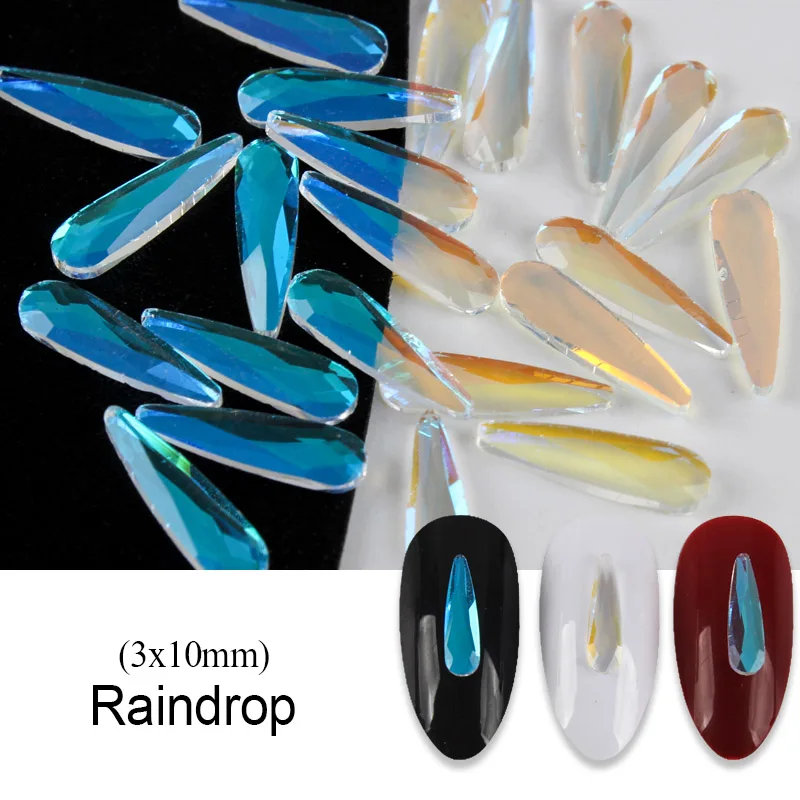 30шт. Смешанные Формы Ногтевые стразы Стекло Блестящая Декорация Прозрачные AB Капля-Кристаллы Глиттерные Камни