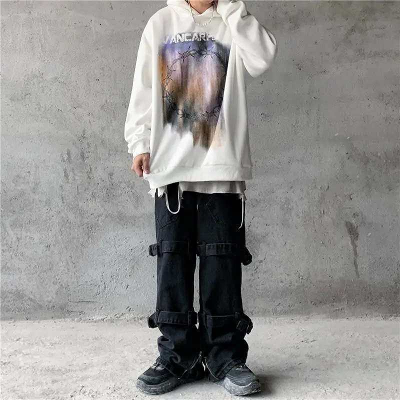 

Y2K Gothic Graffiti with Gradient Letters Hoodie Spring Fall Women Clothes Korean Fashion Black Sweatshirt Schoolgirl Tops