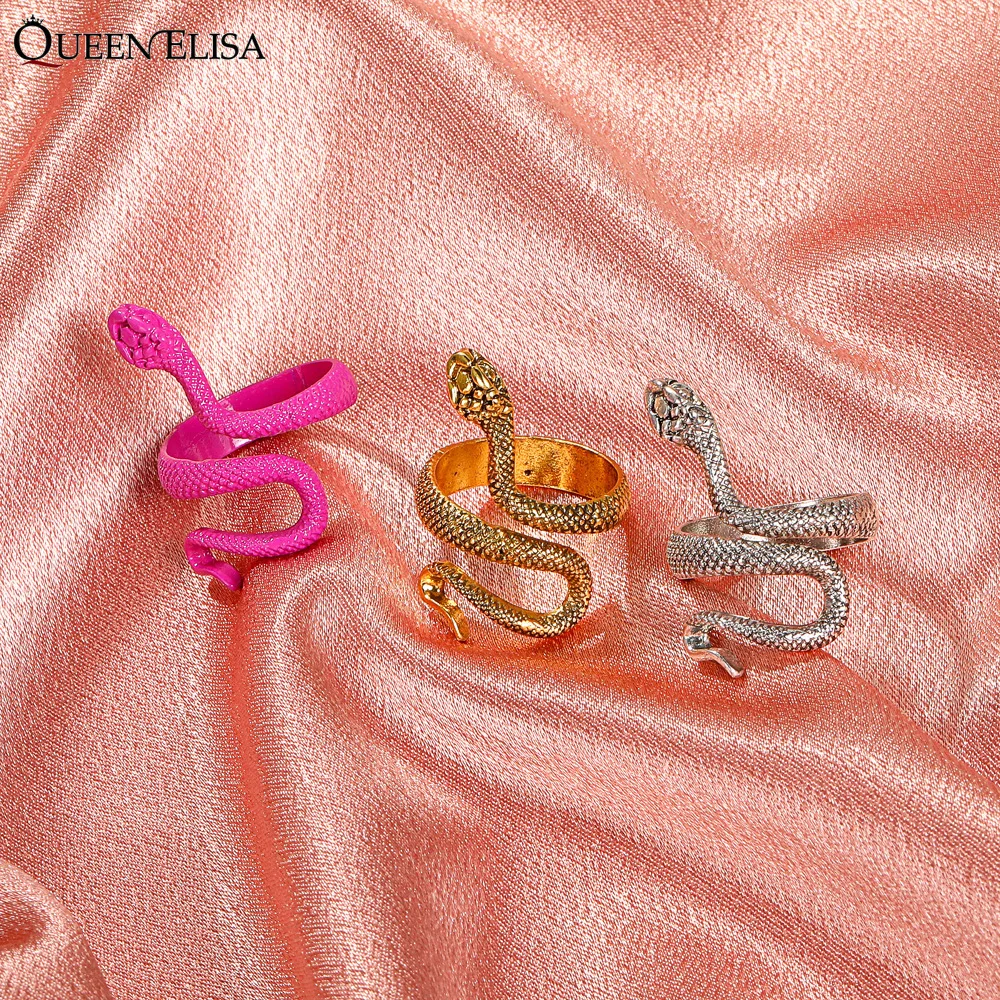 

Zircon Snake Winding Joint Rings for Women Exaggerated Personality Trend Hand Jewelry Gothic Geometry Finger Ring Whole Sale