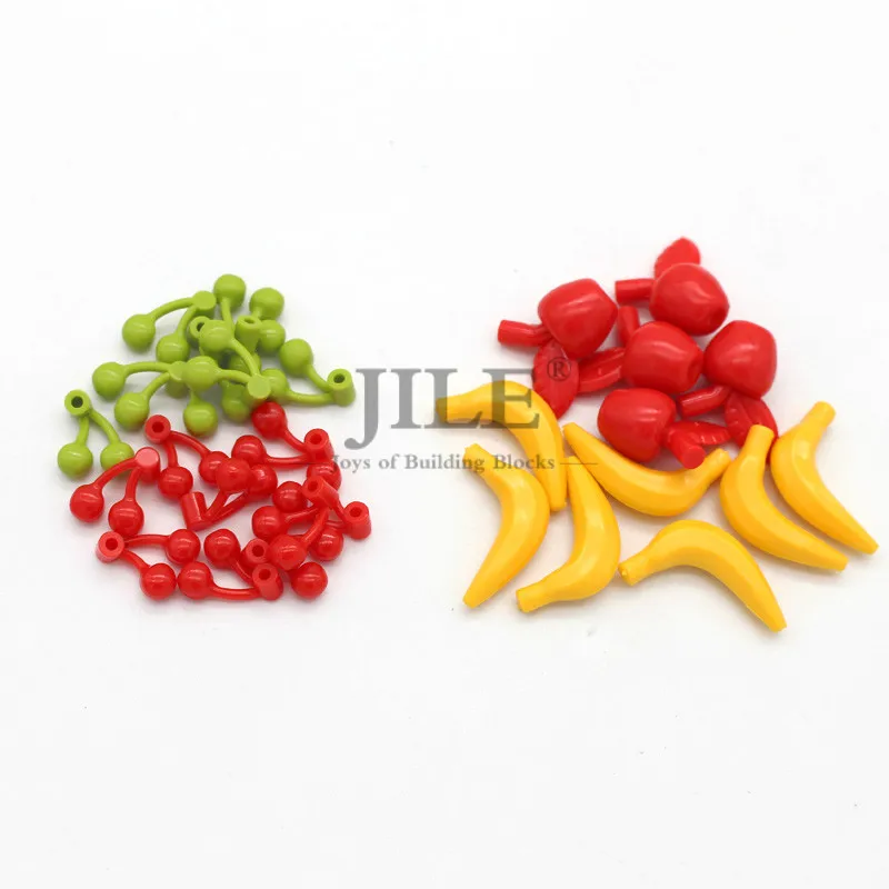 Moc Food Building Blocks Fruit Apple Banana Frish Dish Drumstick Sausage Bone DIY Bricks Bulk Set Compatible with City View Toys