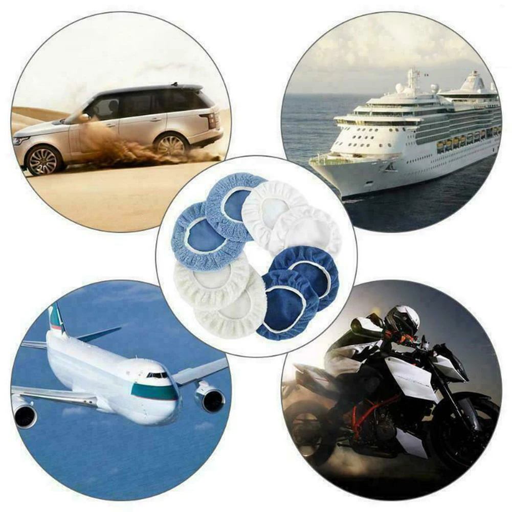 

8Pcs Polishing Pads 9-10 inch Car Microfiber Polisher Bonnets Brand new