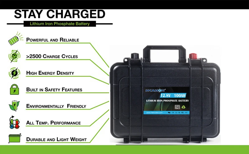 Литий-железо-фосфатный аккумулятор глубокого разряда 12 В 8 Ач 1 кВтч Встроенный BMS