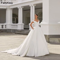 fairykissy princess wedding dresses elegant a line off shoulder bride dress 2022 backless beach v neck wedding gown plus size