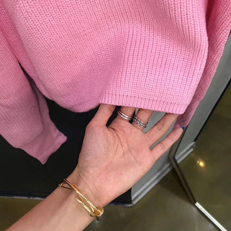 Винтажные минималистичные женские свитера с круглым вырезом и пышным длинным