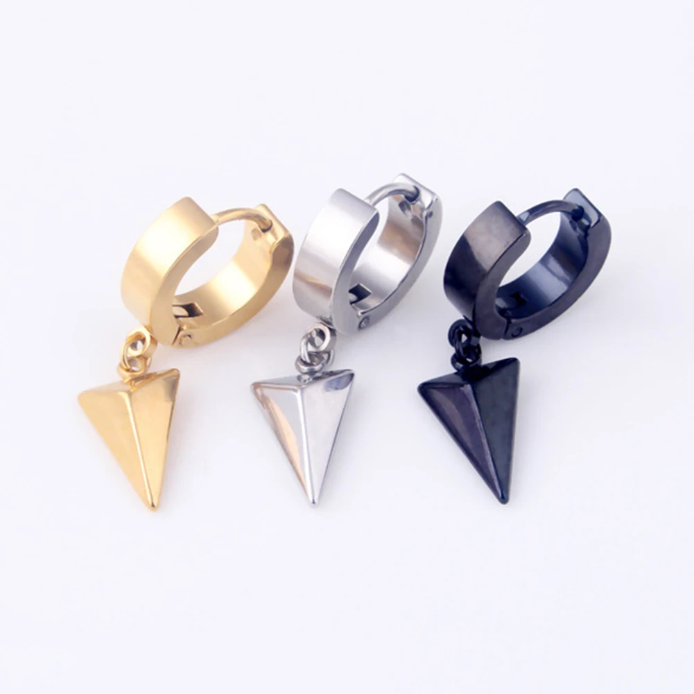 Корейские крутые серьги в стиле панк для мужчин и женщин треугольные висячие из