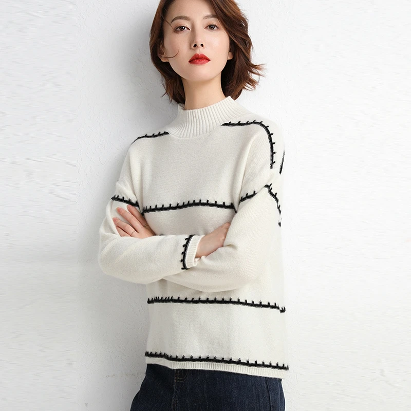 Helovi 100 cashmere sweaters loose sweater women Winter Knitt Sweaters And Pullovers kawaii large size new fashion | Женская одежда