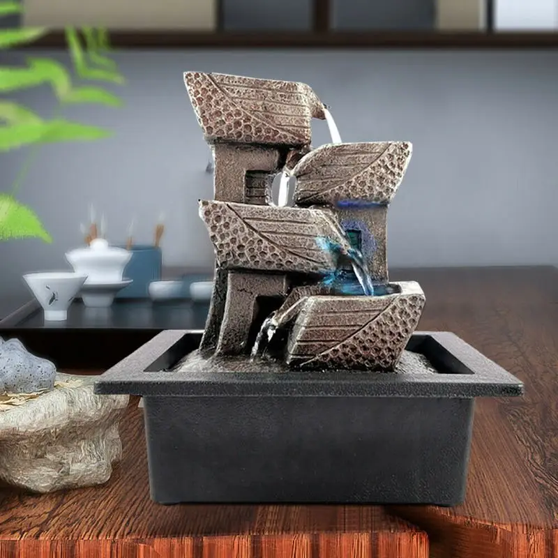 

Фонтан-водопад настольное украшение Rockery Fengshui со светильник кой